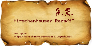 Hirschenhauser Rezső névjegykártya